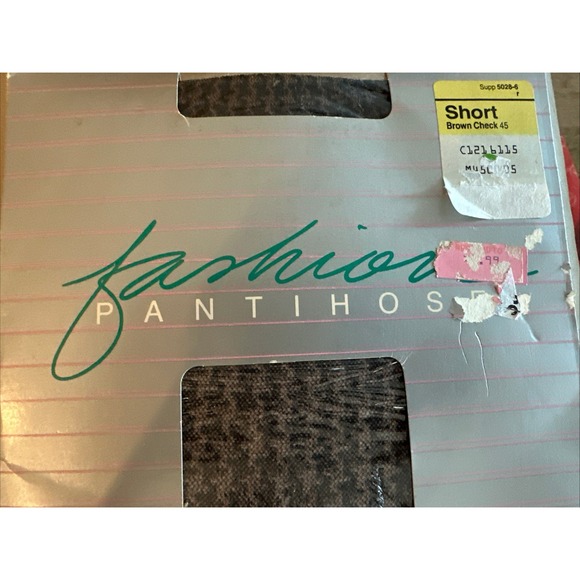 Fashion Pantyhose JCPenney NOS Brown Check Short Size - Picture 3 of 4